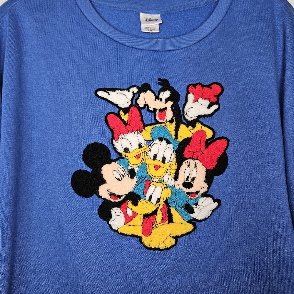 Vintage Disney Mickey friends blue yarn crewneck sweater womans size XXL 90's - Picture 6 of 6